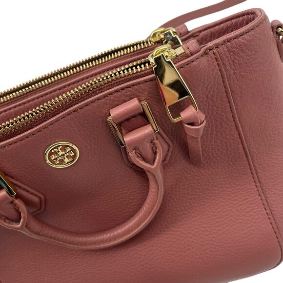 TORY BURCH Landon Mini Square Crossbody Tote Bag Pink Leather Adjustable Strap - Picture 6 of 13